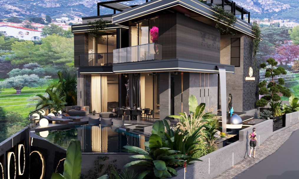 Satılık 4+1  Oyun odası , Sinema odası , özel fitness ve Sauna ,  terasta yaşam alanı Süper Lüks Villa – Girne Ozanköy–-4